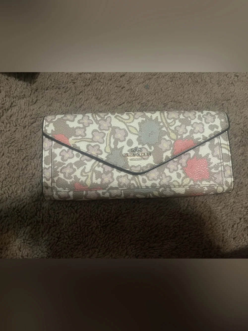 Coach Floral Envelope Wallet in Cream, Pink & Green